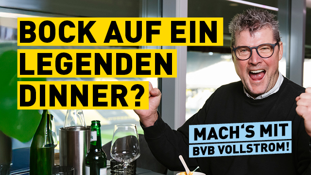 Norbert Dickel in der VIP-Lounge des Signal Iduna Parks, Schriftzug Machs mit BVB Vollstrom