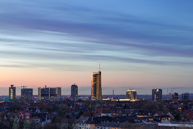 Ein Ausblick auf die Stadt Essen.